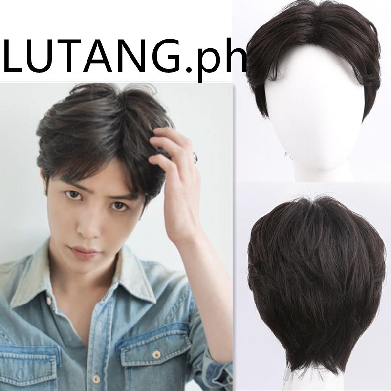 Mid point Wig Male Short Hair Korean Style Handsome Bangs Fluffy