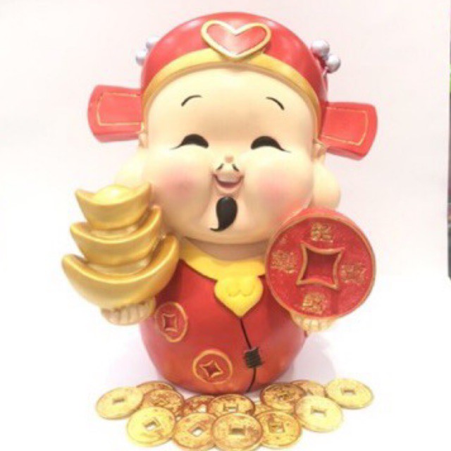 8” Happy Chubby Fortune God of Wealth holding Ingots Feng Shui Lucky ...