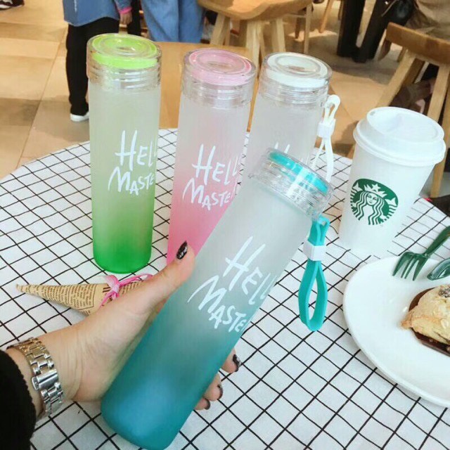 480ml Portable Gradient Color Frosted Water Tumbler Bottle Hello Master ...