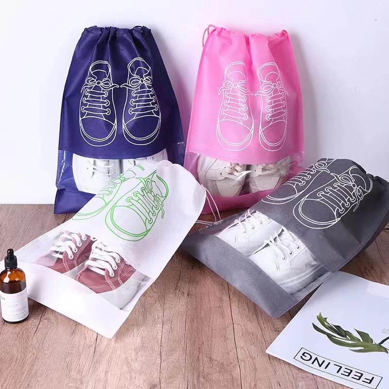 Non-woven Shoes Bag Waterproof Dustproof Travel Bag Portable Tote Drawstring Bag For Shoes Storage | Shopee Philippines
