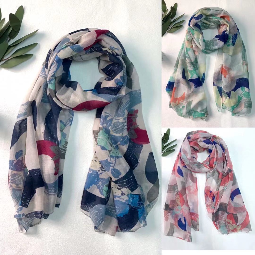 Miss Chic Cotton Linen Light weight Big size Arc Design Fashion Shawl