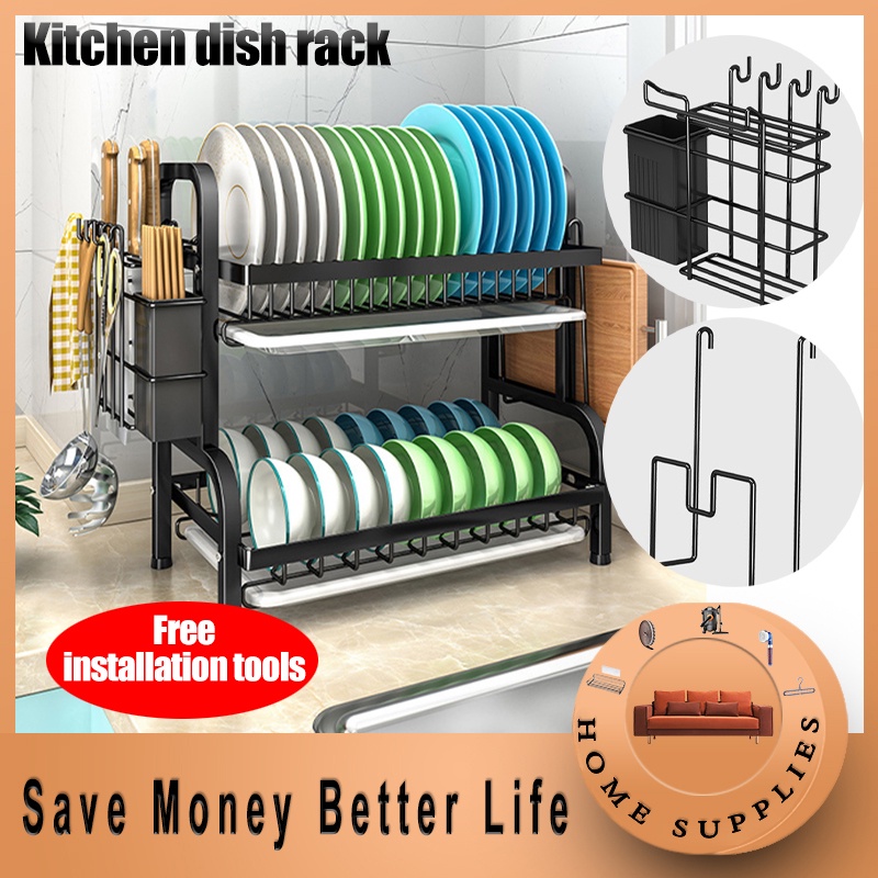 【Better Life】2-Tier Kitchen Storage Stainless steel kitchen shelf rack ...