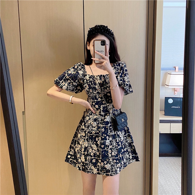 Korean floral dress best sale