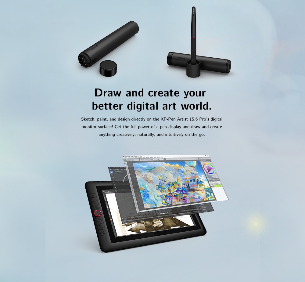 XPPen Artist 15.6 V2 Pro Pen Display 15.6 inch Graphic Drawing Monitor ...