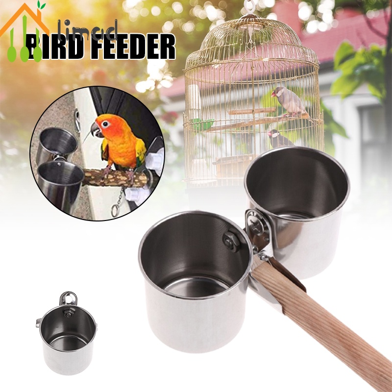 Bird Feeder Bowl Parrot Hanging Birdcage Food Bowls with Clamp Stand