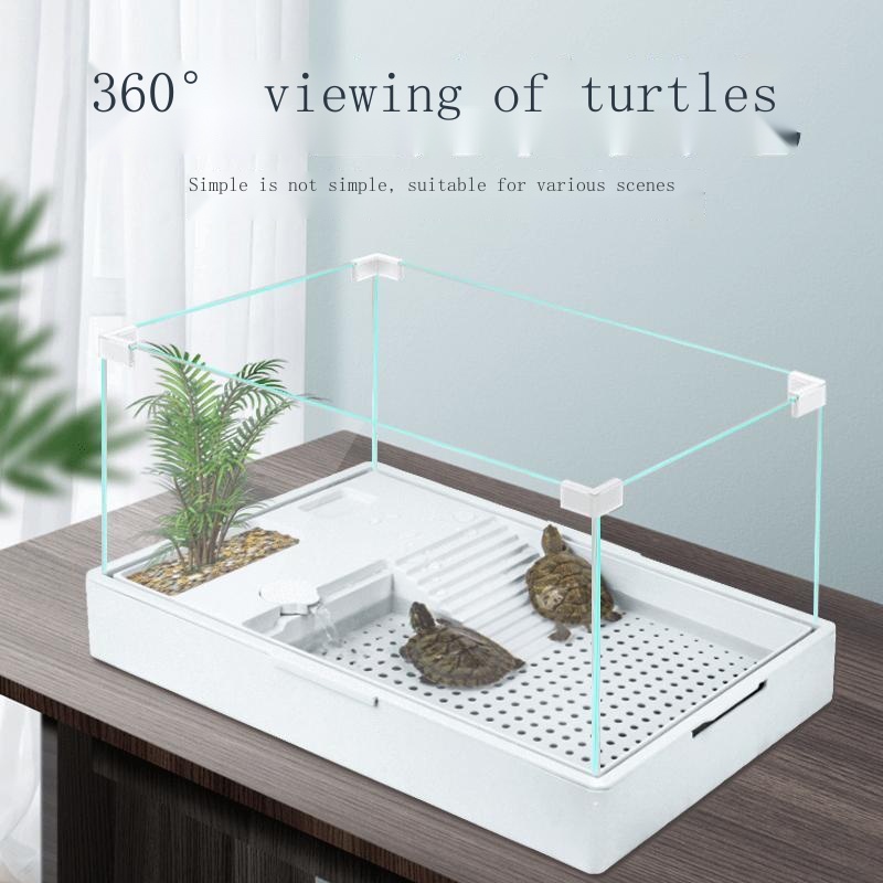 Turtle tank breeding box small glass landscaping ecological tank turtle ...