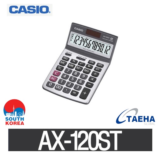 Casio AX120ST 12 Digits Calculator (Metal Faceplate, 2 Way power
