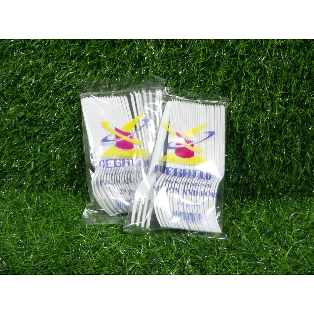 Megatop Disposable Spoon & Fork (set) (25 pcs per pack) Shopee