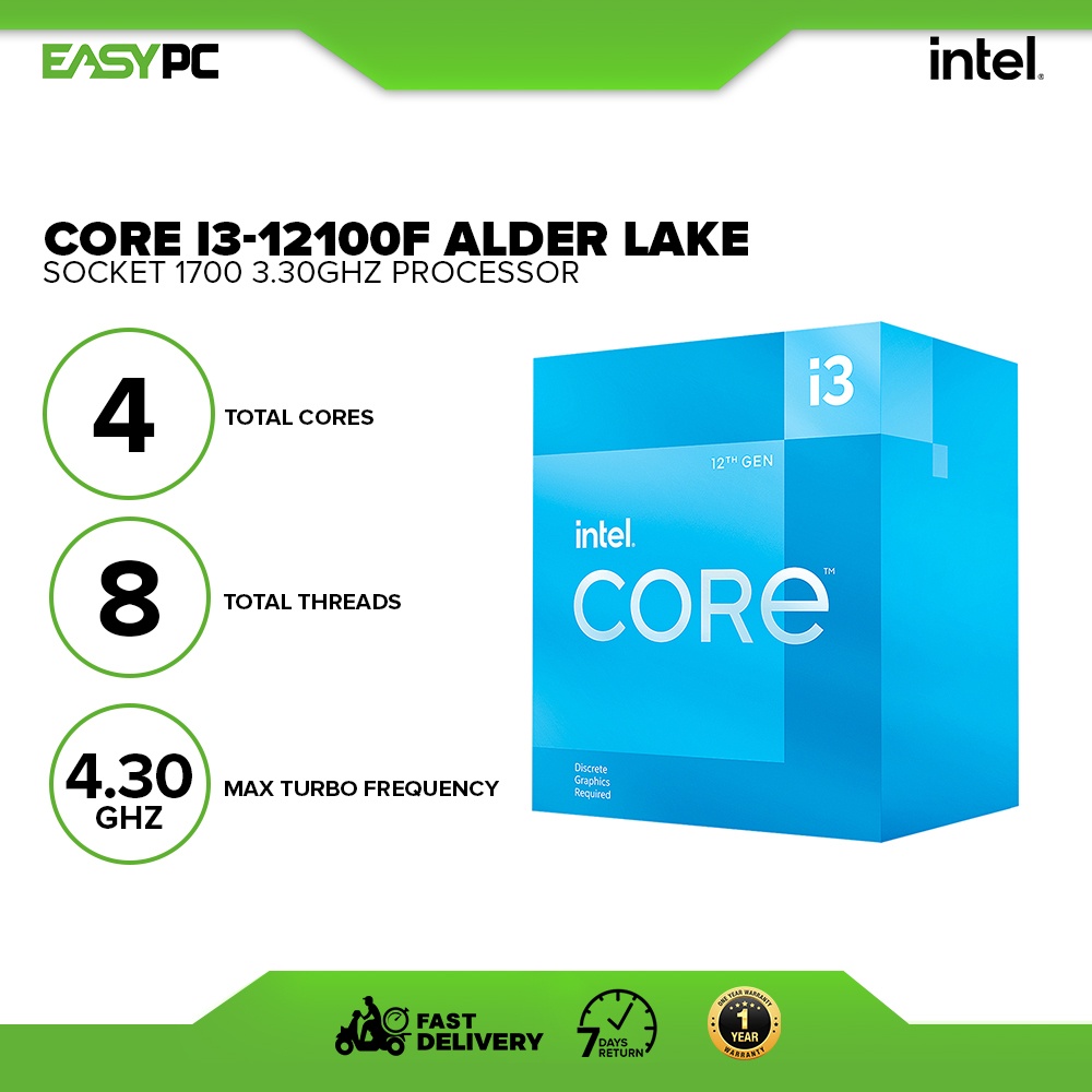 12th Generation Intel Core i3-12100F 1700 3.30GHz CPU | Shopee