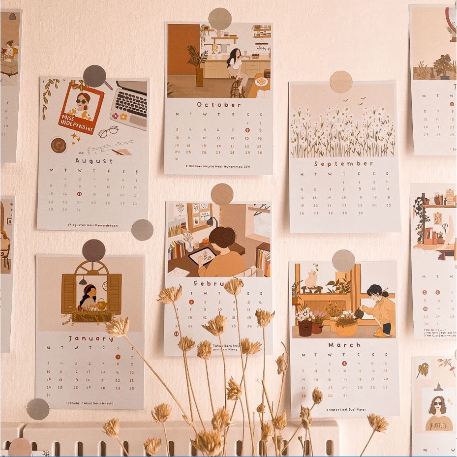 Aesthetic WALL CALENDAR/ AESTHETIC WALL CALENDAR 2024 V.2 | Shopee ...