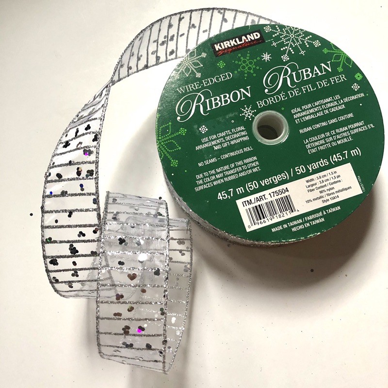 Kirkland Wire-Edged Ribbon Silver with Glitters | Shopee Philippines