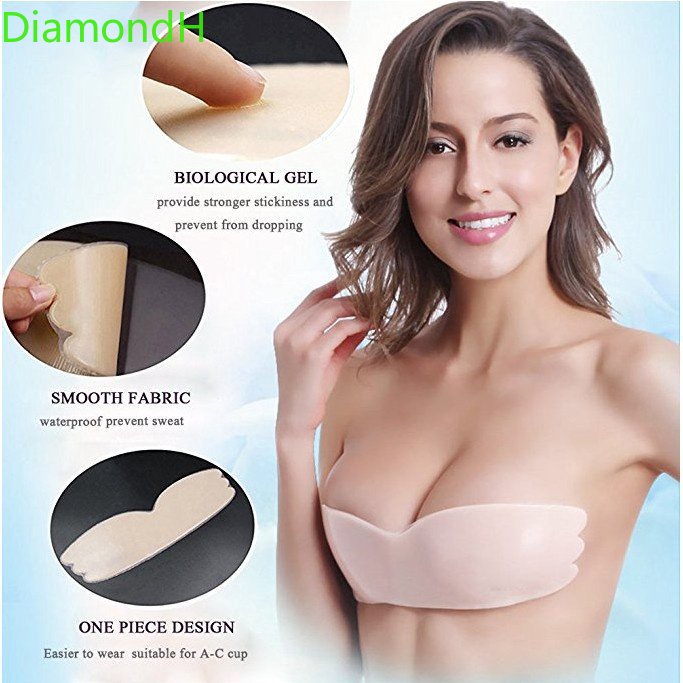 Invisible Backless Self Adhesive Bra,Strapless Silicon Push up Sticky