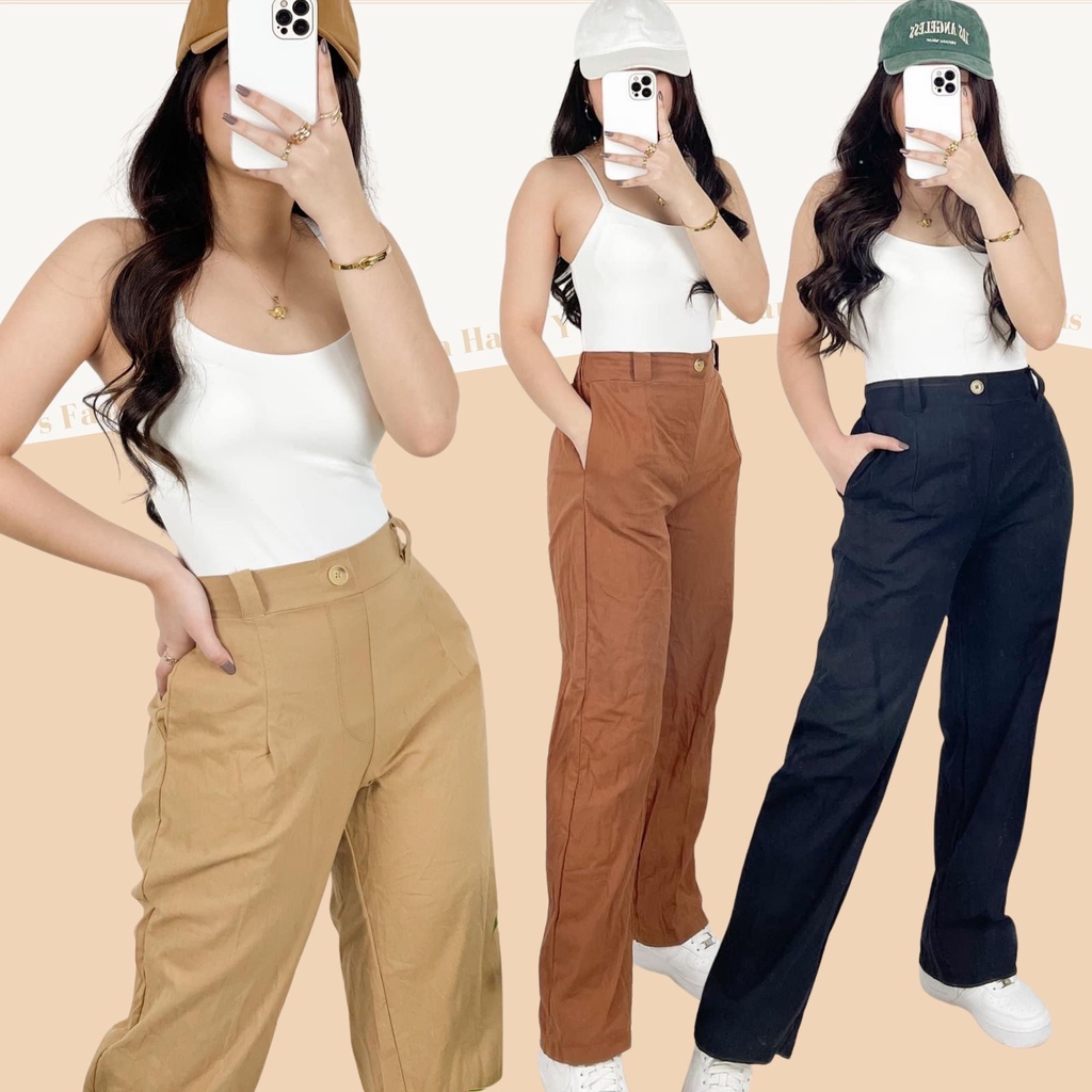 DONNA Cotton Linen Straight High Waist Trouser Pants Wide Leg Trouser Pants Highest Quality Shopee Philippines