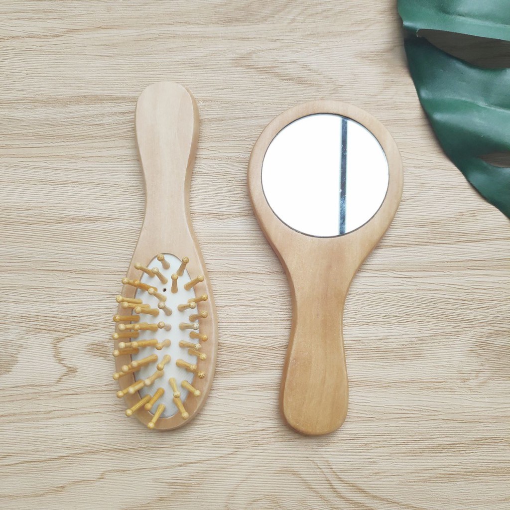 WOODEN HAIR BRUSH AND MIRROR Shopee Philippines