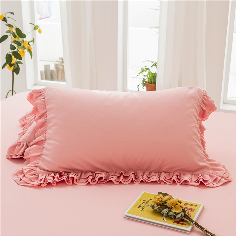 2pcs 48x74cm Pillow Cover Solid Color Polyester Ruffle Pillowcases