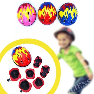 7Pcs Kids Helmet Knee Protective Gear Set Bicycle Knee Elbow Wrist