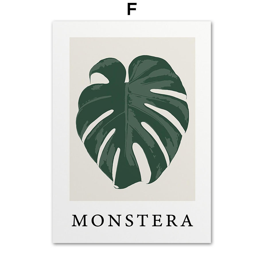 Abstract Matisse Monstera Leaf Coral Sun Poster Prints Wall Art Canvas ...