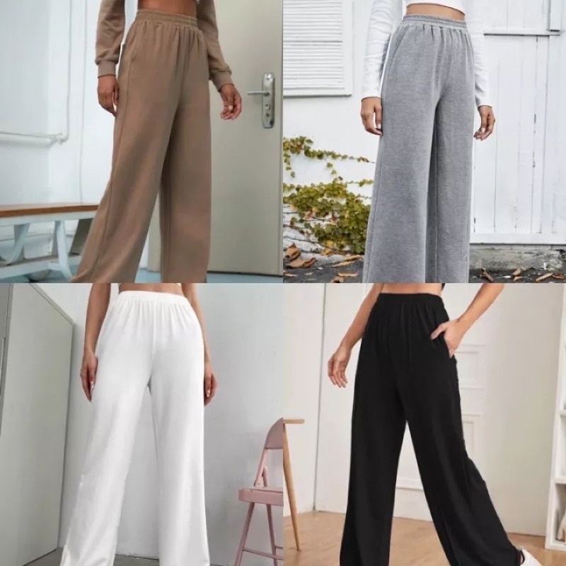 LF#Taylor Wide Leg Flare Plain Jogger Pants For Women | Shopee Philippines