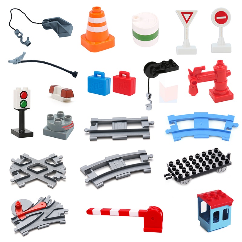 Vehicle Orbit Set Brick Railway Big Rail Building Block Trailer