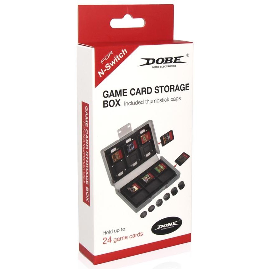 DOBE NINTENDO SWITCH GAME CARD STORAGE BOX INCLUDED THUMBSTICK CAPS 24