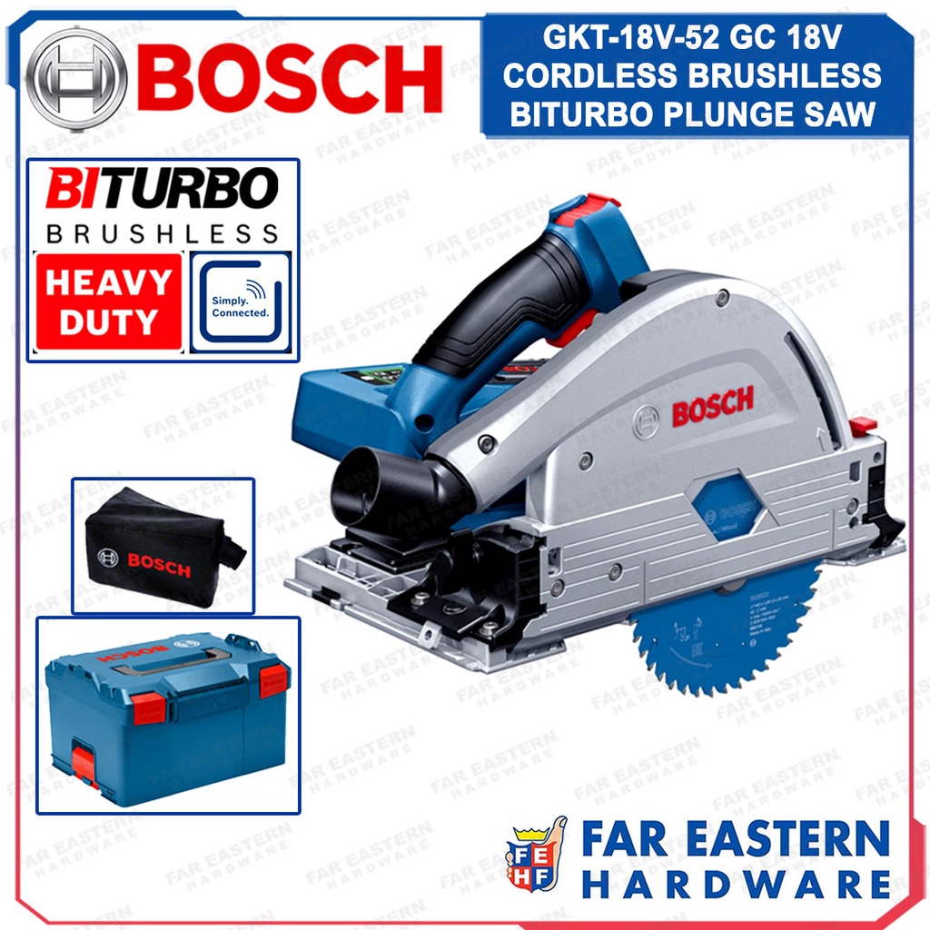 Bosch Gkt 18v 52 Gc Cordless Brushless Plunge Saw 18v Biturbo Baretool