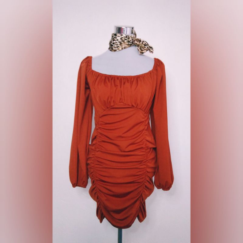 SHEIN Midi Body Fit Sexy Dress ChocoBrown/Rust (L-XL) | Shopee Philippines