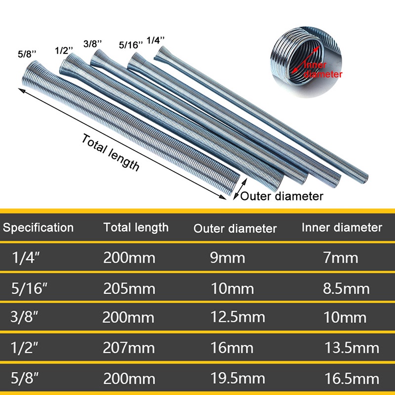 5Pcs Bender Spring Elastic Curved Soft Tube Set Spring Steel Bending Pipe Accessories DANYOU