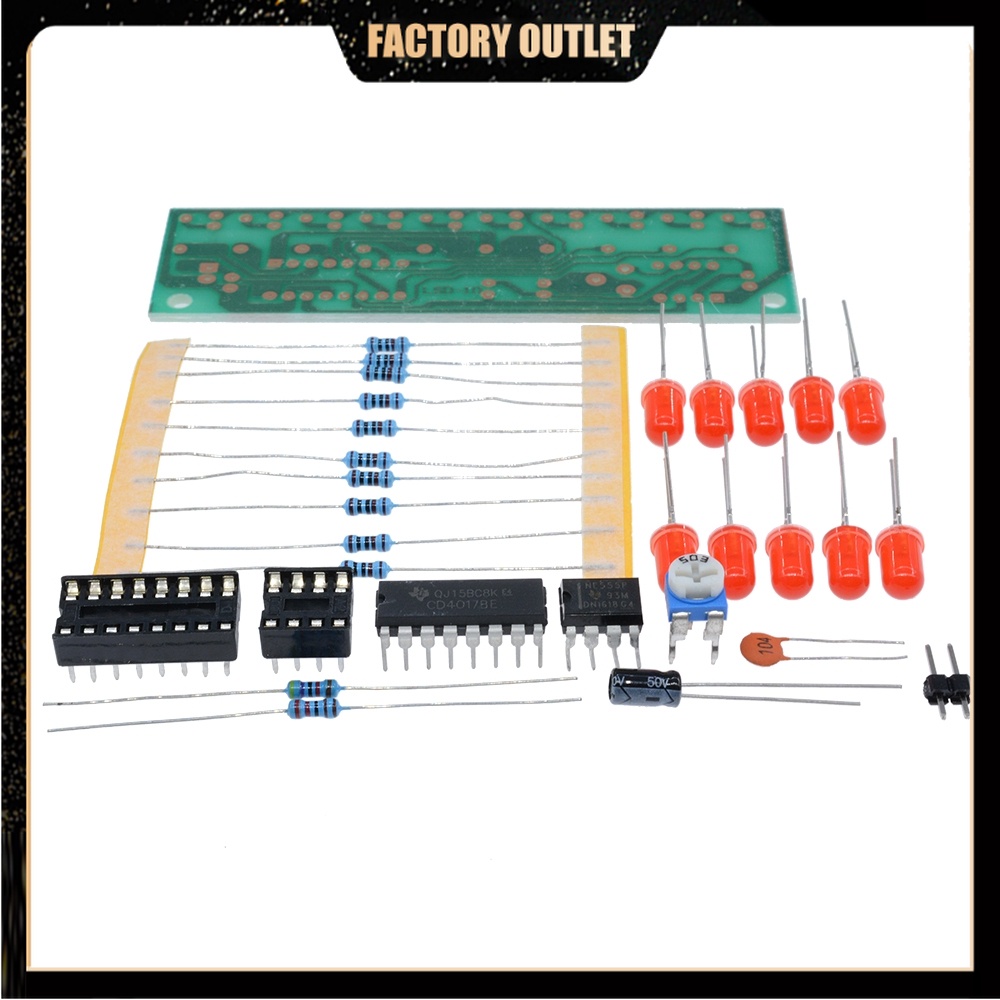 thumbnail image 2 of NE555 & CD4017 LED Light Chaser Sequencer Follower Scroller Module | DIY Electronics Kit 2 of 5