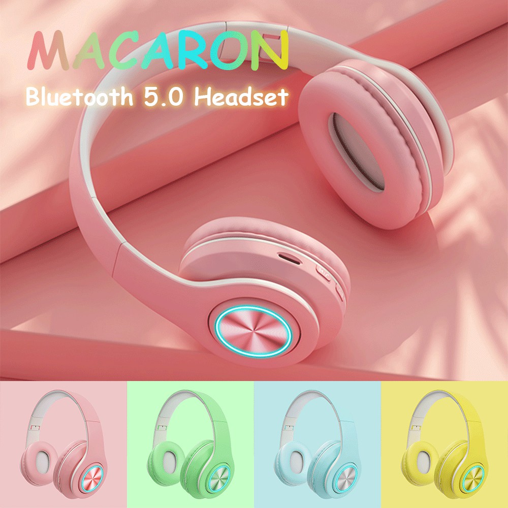 Wireless Headphone Bluetooth Headphones with Mic Cute Pink Headset