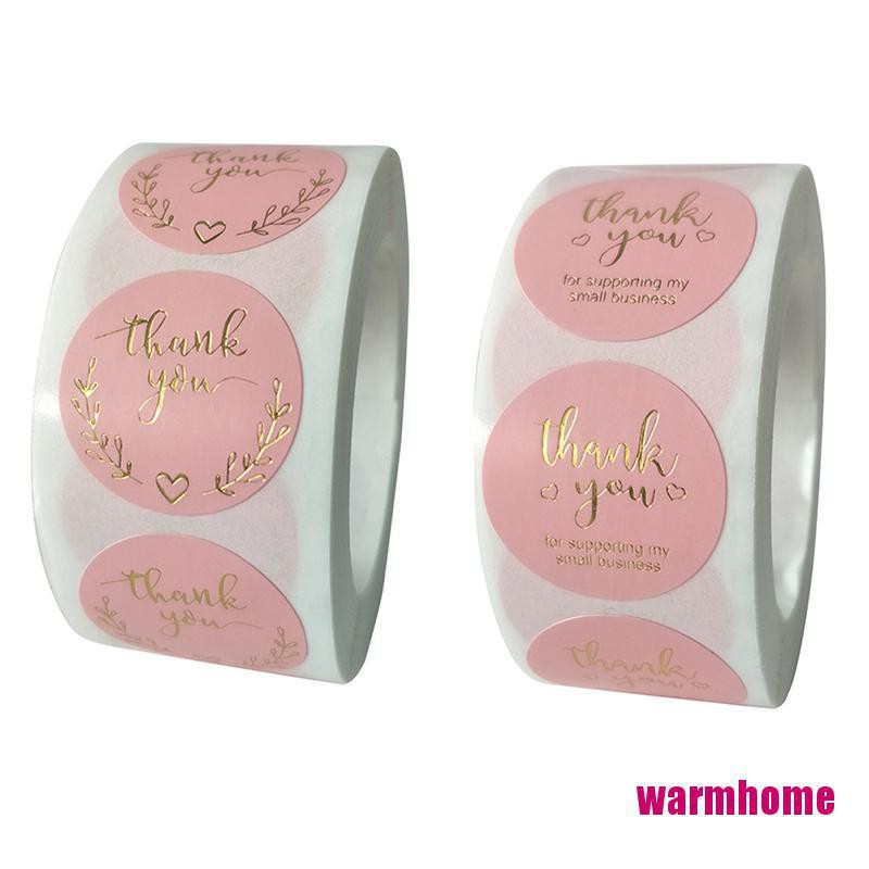 WMPH 500pcs Per roll Thank You Sticker Seal Labels Pink label paper ...