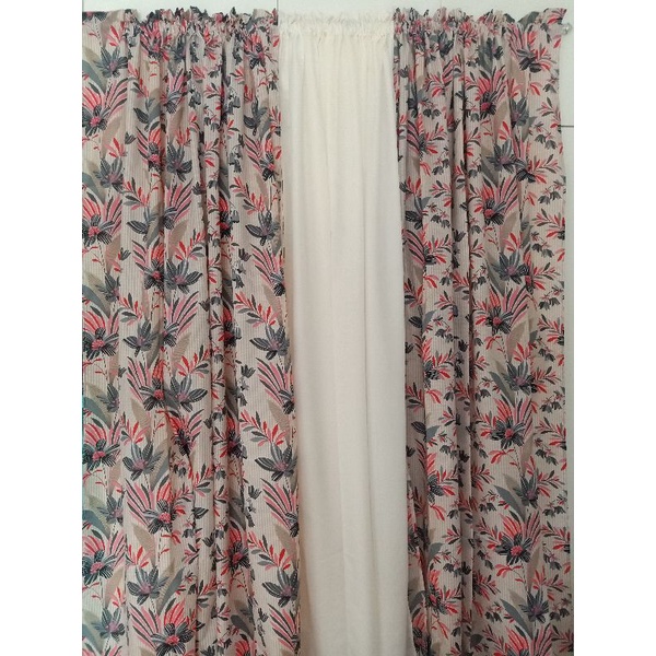 Set of Non ring Window curtains with different designs. (2 printed 1 ...