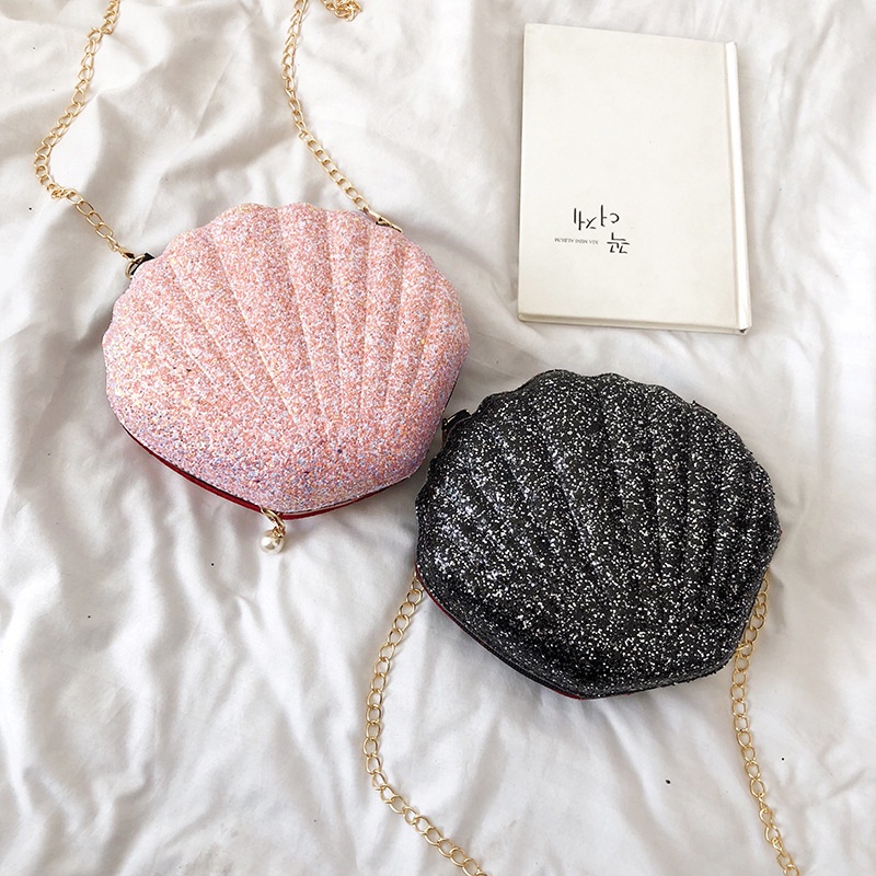Shiny Bag Western Style Shell Shape Women's Fashion Ins Versatile High ...