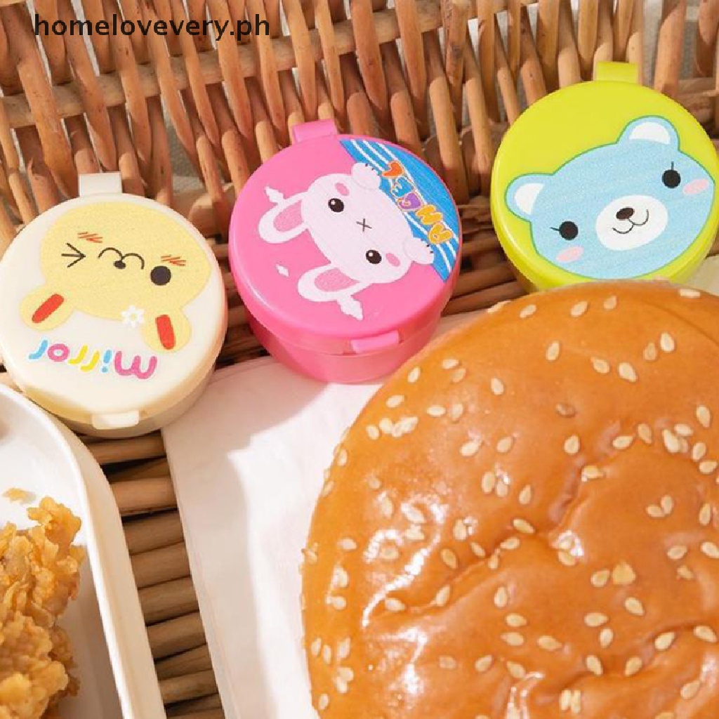 (love) 3pcs Portable cartoon Mini Sauce box Small Sauce Container Kids