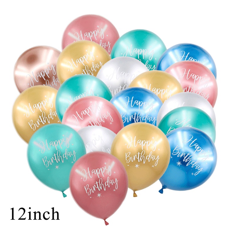 12inch metal printing happy birthday latex balloon birthday party