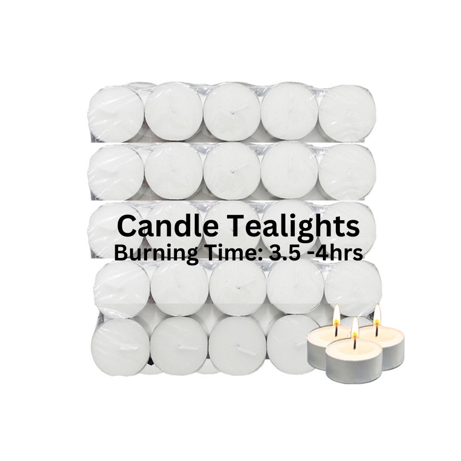 Unscented Tea Lights Candles 3.5 4 Hour Long Burn Time Smokeless