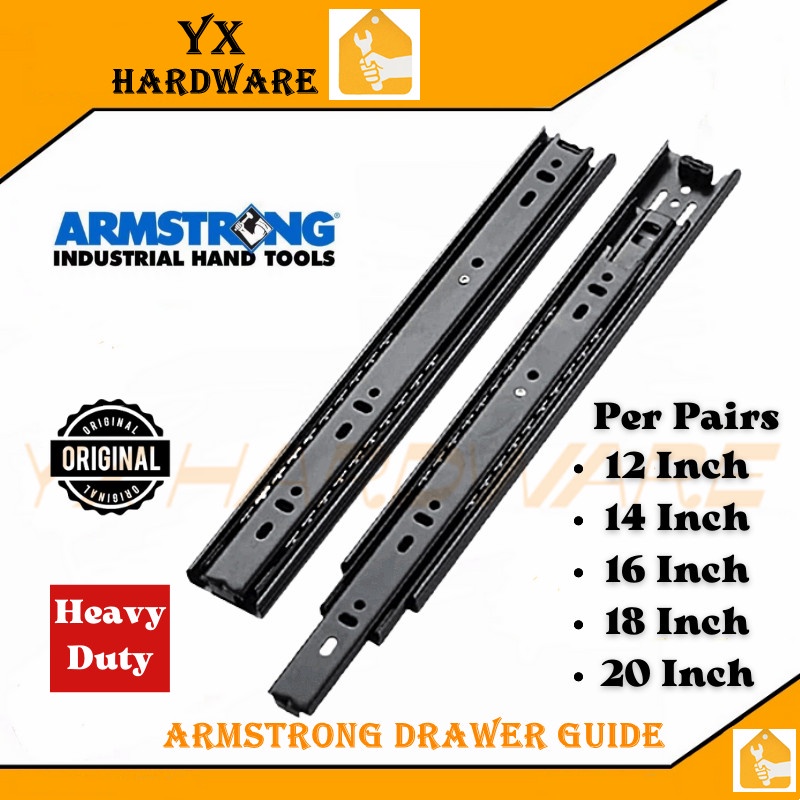 ARMSTRONG Drawer Guide Full Extension Steel Drawer Ball Bearing 3 Fold ...