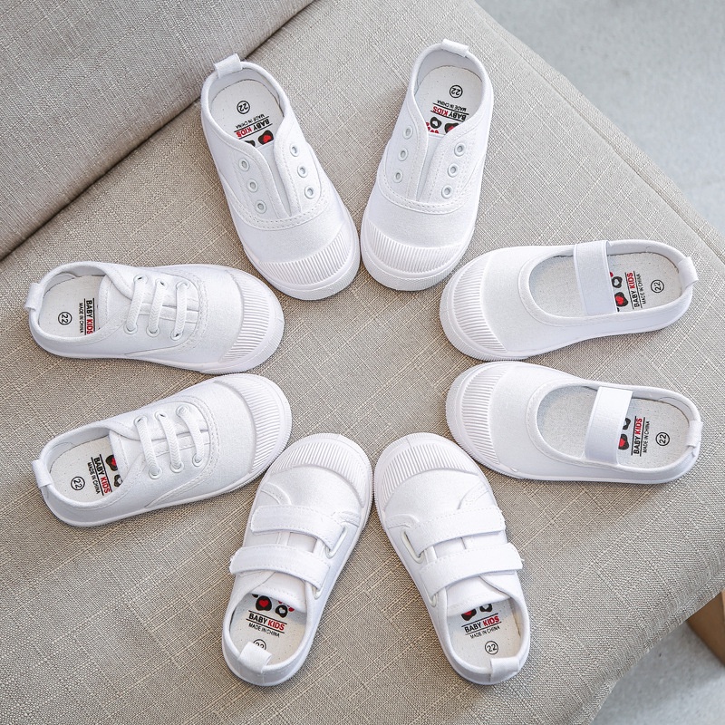 Size 21 35 Kids Lazy Shoes Fashion White Canvas Students Shoes 2 10Yrs Boy Girls Soft Rubber Flat Casual Shoe Sneakers Shopee Philippines