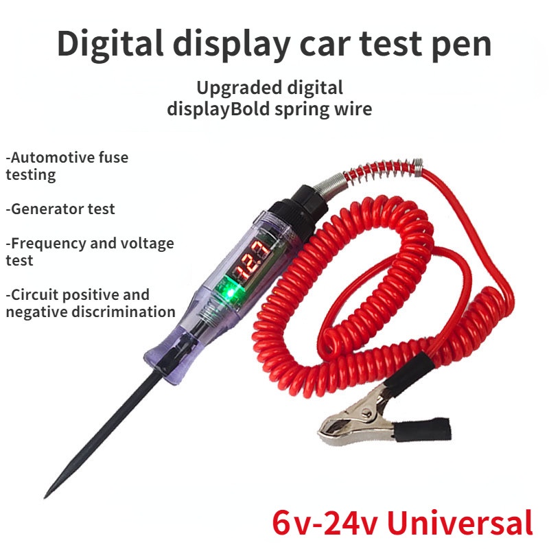 6V 12V 24V DC Car Truck Voltage Circuit Tester Digital Display Long ...