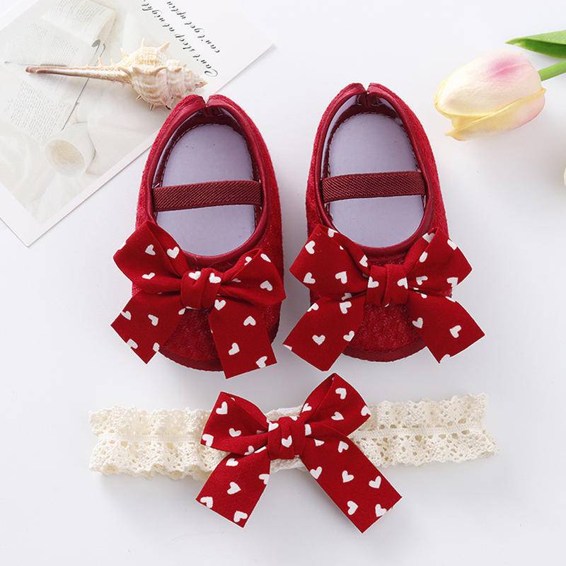 2pcs set Newborn baby shoes girls shoes soft bottom toddler shoes princess shoes with hair band set Shopee Philippines