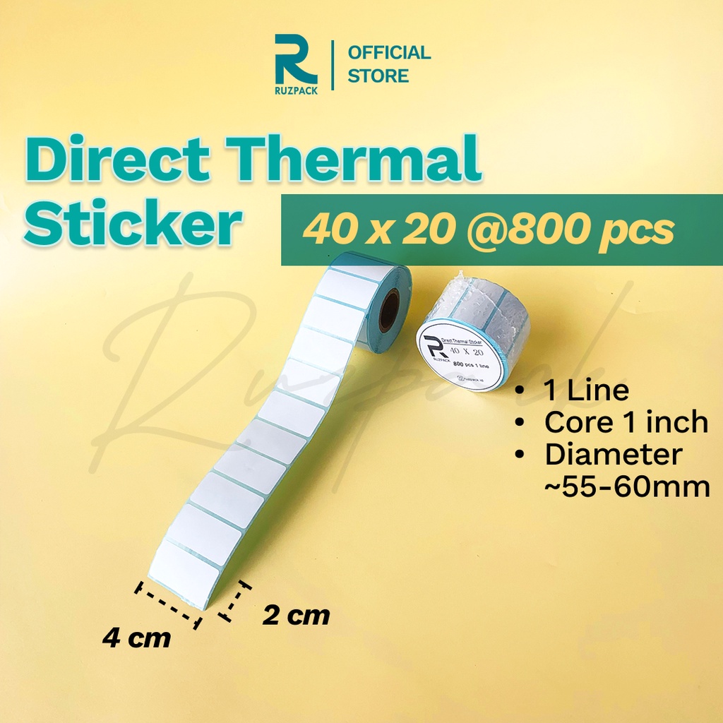 Direct Thermal Sticker [40x20 MM] Shipping Receipt Sticker Thermal ...