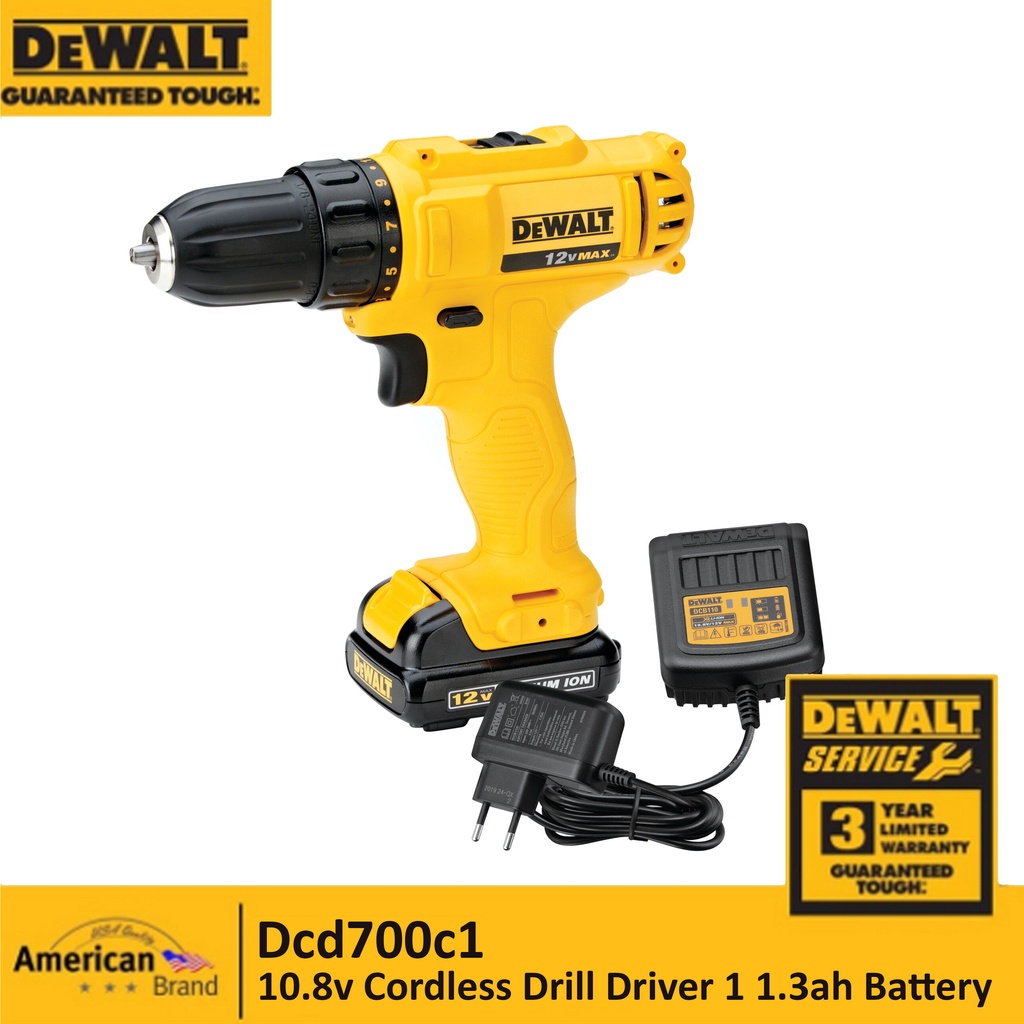 Dewalt Dcd700c1 10.8v Cordless Drill Driver 1 1.3ah Battery