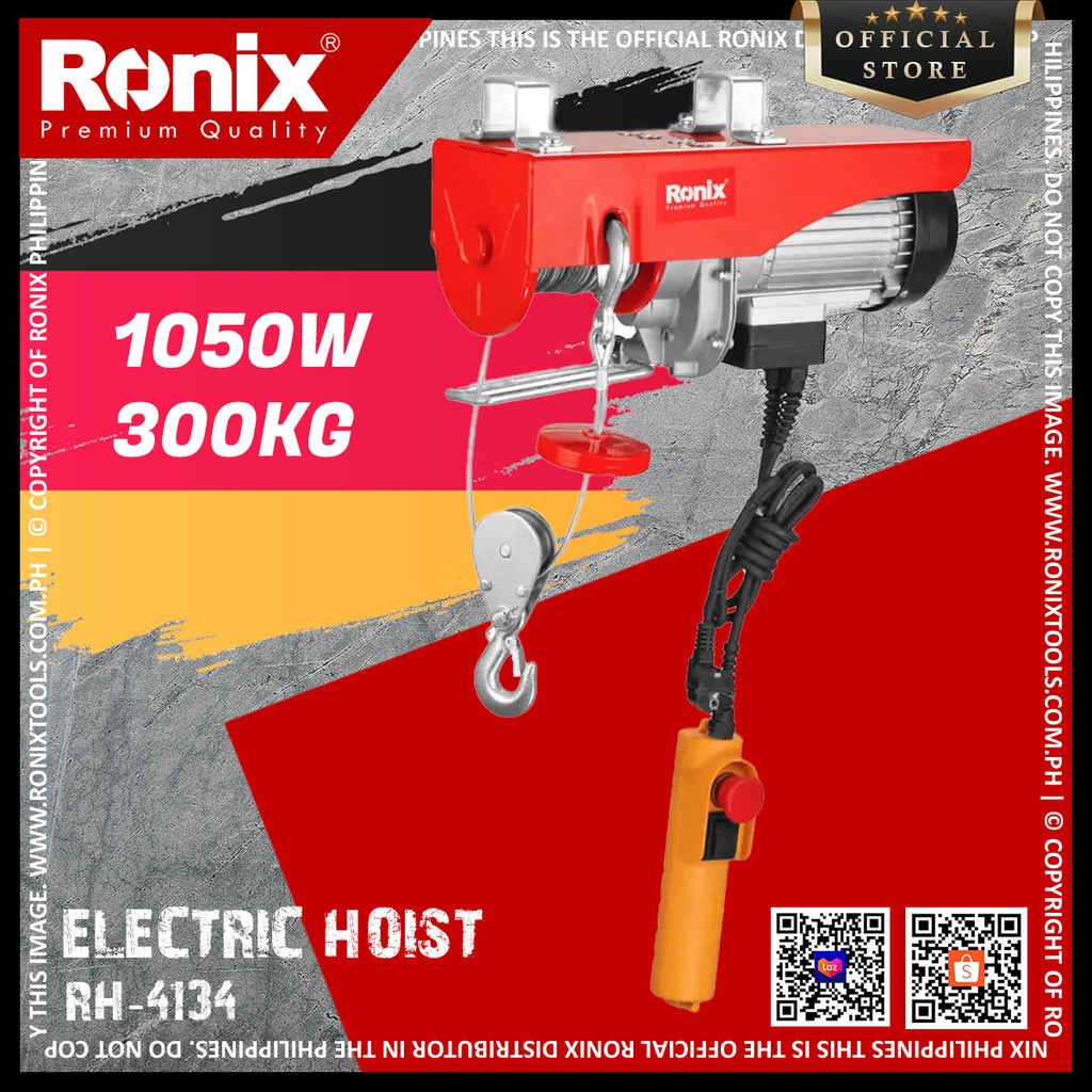 Ronix RH4134 Electric Hoists 1050W / 300Kg lifting motor Crane Hoist