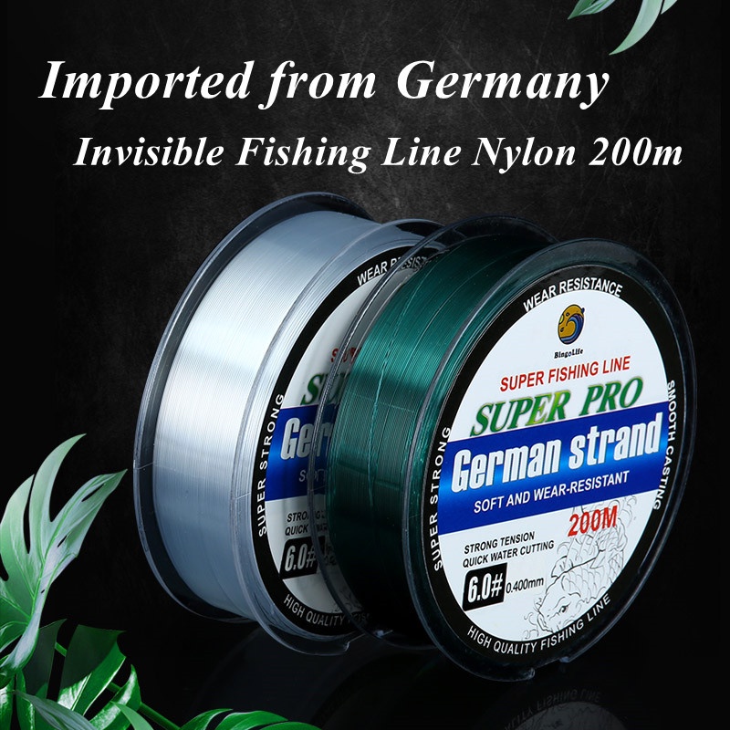 Bingolife Germany Imported Nylon String Fishing Line 200m Super Strong  Invisible String Leader Line Pioneer Nylon Mono Line Fishing Accessories