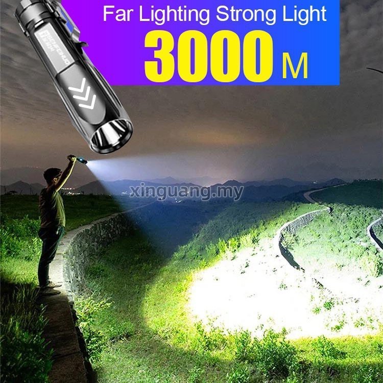 Mini Flashlight USB Rechargeable Powerful 7x common brightness Led ...