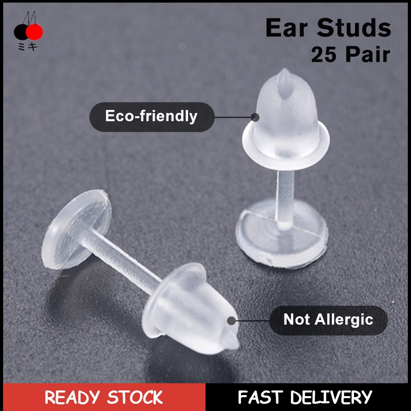 50PCS Clear Plastic Stem Invisible Plastic Earring Ecofriendly Plastic Stem for Men Women Girls