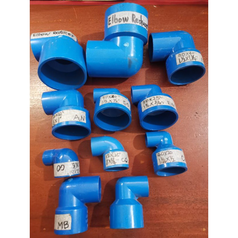 PVC blue elbow reducer 1/2x3/4, 1/2x1, 3/4x1, 11/4x1/2, 11/4x3/4, 11