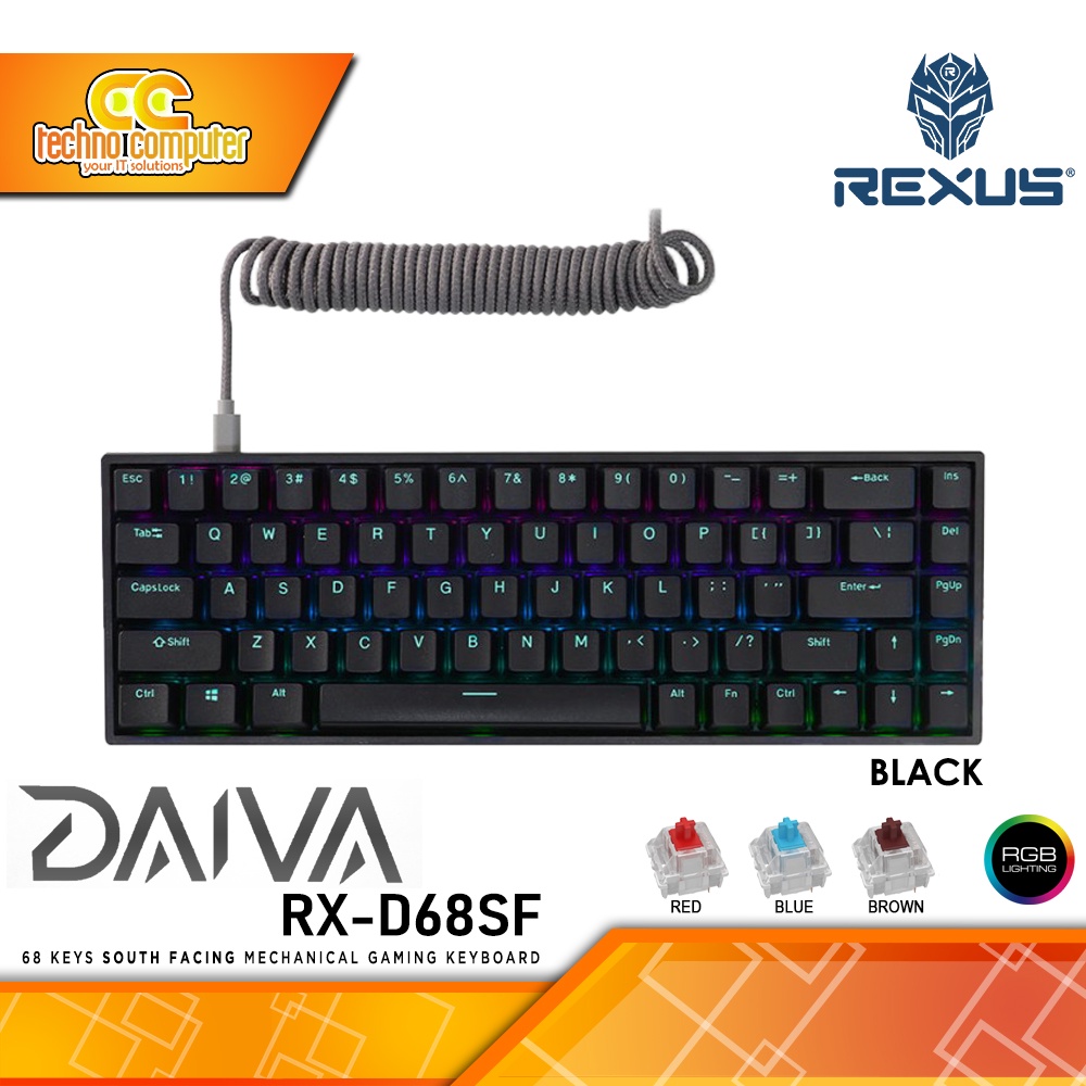 Rexus Bezel-Less RX-D68SF Black RGB Mechanical - Gaming Keyboard ...