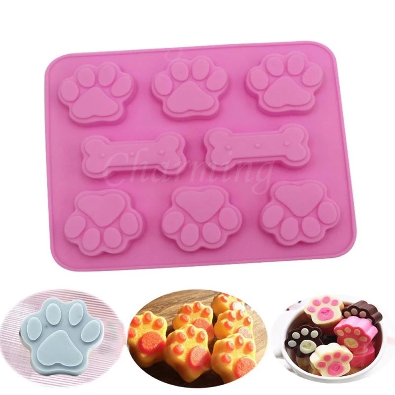 1Pc Cute Pet Cat Dog Paws Silicone Mold 6 Holes Chocolate Cake Cookie ...