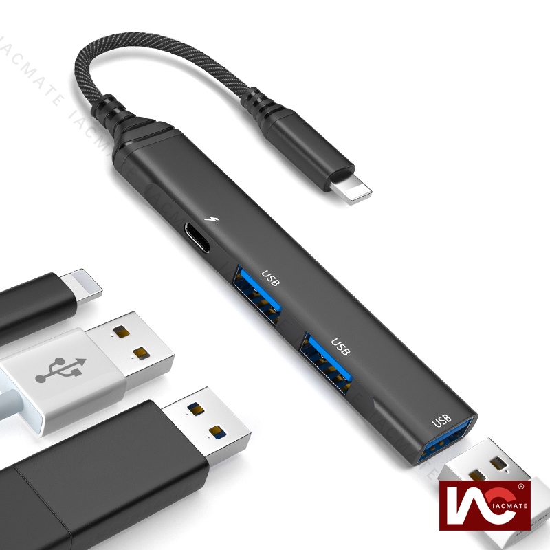 Lightening Hub Adapter, iPhone USB A Port Multi Splitter Adapter