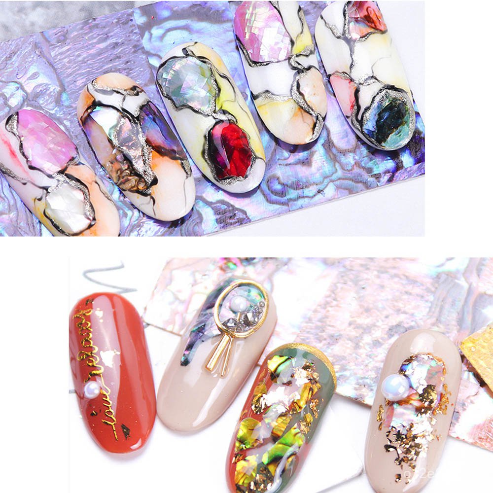 3D Shell Patch Nail Pearl Nail Polishing Foil Glitter Abalone Pattern ...